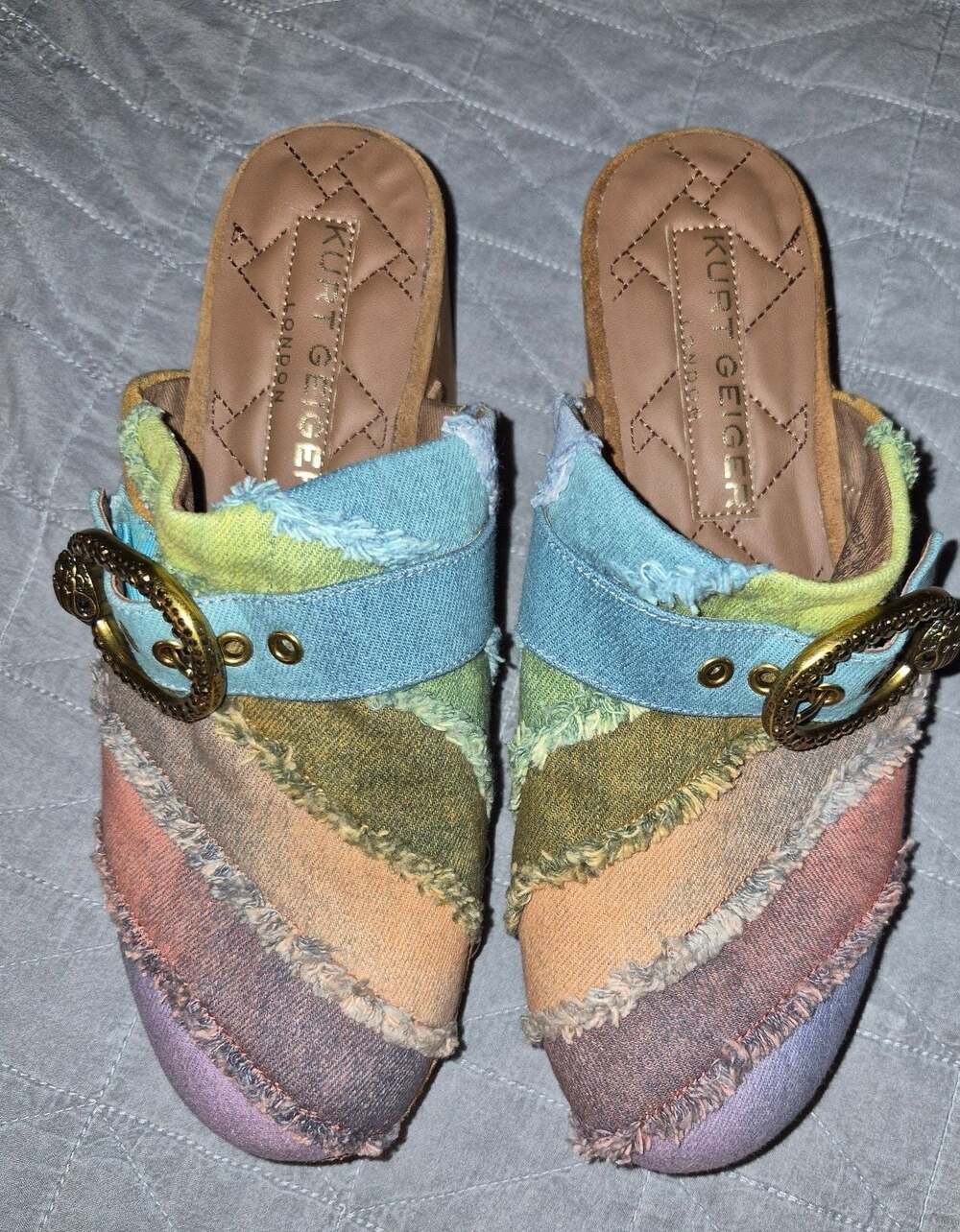 Kurt Geiger London Mayfair Buckle-Embellished Woven Heeled Clogs